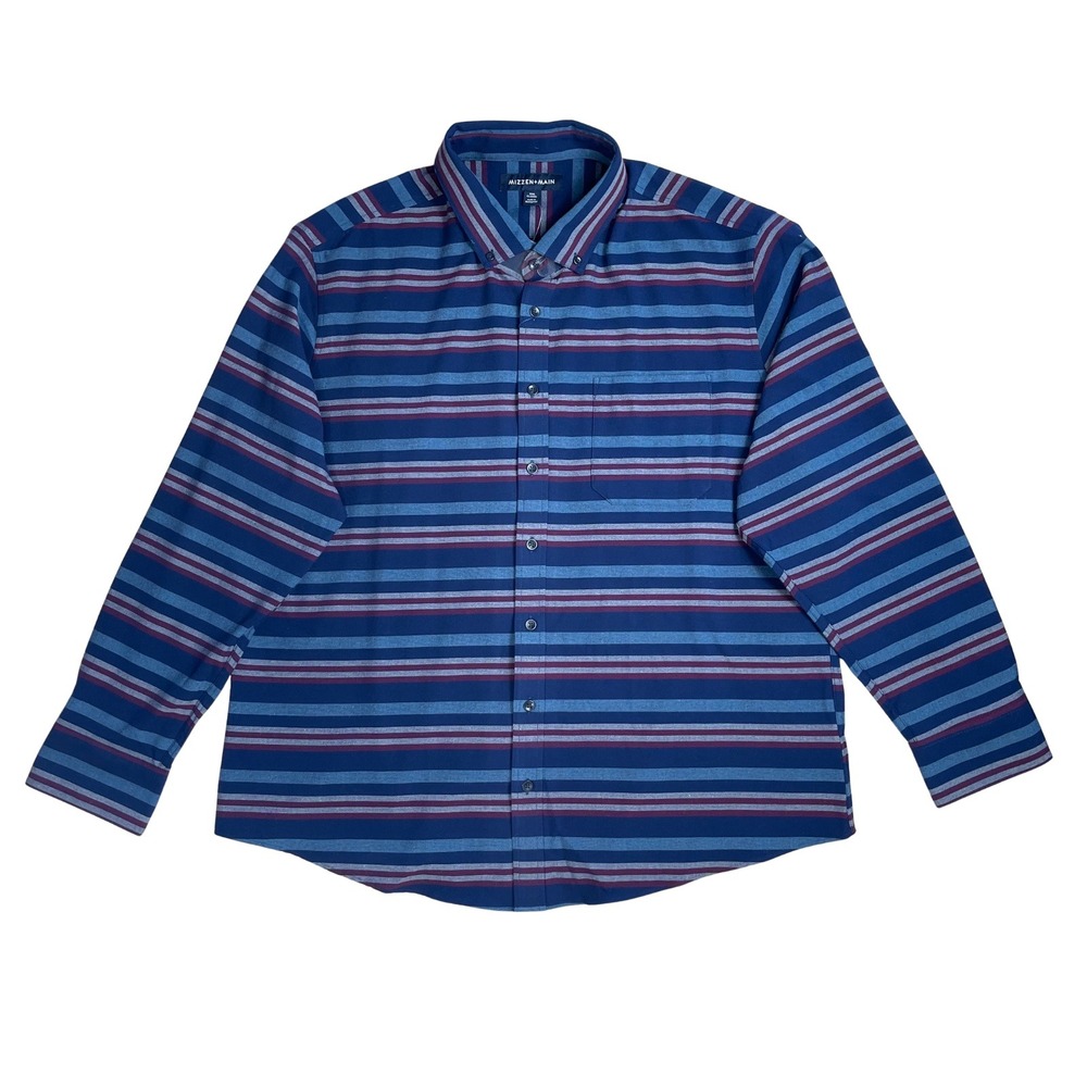 Mizzen+Main Mens XXL Classic City Flannel‎ Striped Long Sleeve Performance Shirt